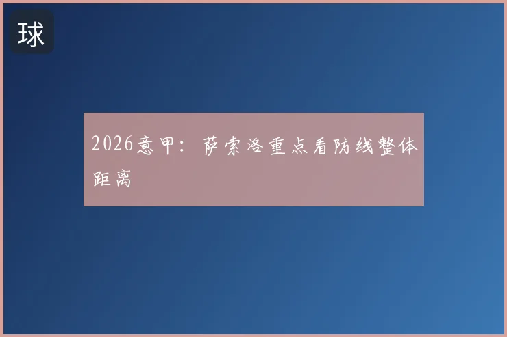 2026意甲:萨索洛重点看防线整体距离